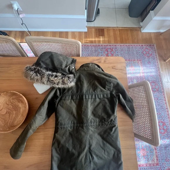 Barbour Dark Green Utility Jacket with Fur Trim - Picture 4 of 7